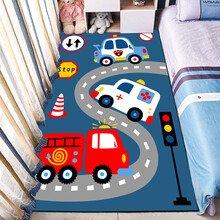 儿童房地毯宝宝爬行垫卡通卧室少女满铺房间茶几床边地毯客厅家用生日礼物抖音网红同款 小汽车 40*120cm