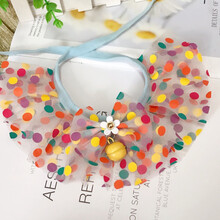 宠物猫咪围脖饰品口水巾围巾围兜泰迪狗狗公主可爱小草莓蝴蝶结薄 花色 XS-小型