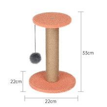 守爱猫咪自嗨剑麻猫抓板实木猫抓柱解闷神器磨爪器立式不掉屑耐用多功能猫玩具猫咪用品 木质剑麻抓柱【活力橙】