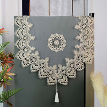 泰绣 蕾丝冰箱防尘盖布单双开门轻奢洗衣机盖巾防尘罩2021新款冰箱盖布网纱冰箱巾 金黄色 50*150cm单开门冰箱巾