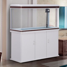 宝贝故事 热弯玻璃鱼缸水族箱 大中型客厅鱼缸家用长方体鱼缸带底柜中式弧面生态鱼缸 120*38.5*62缸+造景+柜（白色/胡桃色）