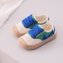 蒂布豆儿童鞋2021春款秋款ins韩版童鞋儿童帆布鞋潮流童板鞋男女童幼儿园鞋宝宝鞋 蓝绿色 23码内长14.9cm