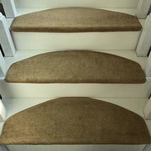 楼梯防滑垫 地毯踏步垫实木楼梯垫脚踏防滑垫台阶贴全包定制满铺免胶 驼色弧形 55*22*3免胶自粘型