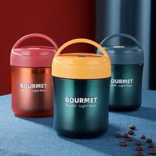 谦丰可爱早餐杯带盖勺密封汤杯牛奶燕麦片杯可微波炉加热手提饭盒保温桶1人便携学生上班族带粥豆浆罐 摩登黄【配勺】