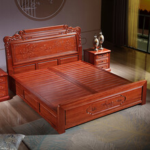 檀家匠 床 实木床全实木新中式仿古雕花双人床高箱带抽屉储物1.8米明清古典婚床主卧大床 1.8米*2米箱框结构 单床