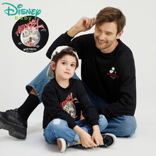 Disney baby 【棉质圆领亲子装卫衣】21宝宝卫衣男童迪士尼童装女童卫户外/运动服 碳黑F 175