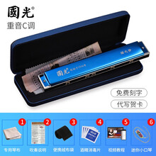 国光口风琴24孔复音C调初学者学生儿童成人入门28孔重音专业演奏级 蓝色【28孔重音C调+自学礼包+视频教】