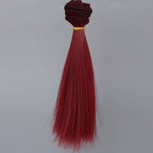 新品BJD陶瓷娃娃假发SD刘海高温丝可儿ob棉花娃多色加厚发排假毛材料 T1557酒红 横长1米竖长30厘米