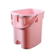 塑料泡脚桶家用足浴桶带盖保温手提脚底按摩洗脚桶洗脚盆 粉色无盖 特大