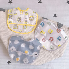 儿童罩衣无袖吃饭兜宝宝吃饭衣围兜防水防脏围嘴婴儿小孩反穿衣 三条装D组