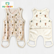 欧育婴儿肚兜护肚围宝宝连脚背心新生儿保暖护肚脐围B1066 2条装/80