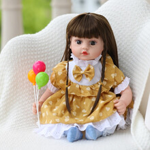 仿真婴儿洋娃娃会说话唱歌的智能软胶陪睡眠公仔玩偶大号感应可爱布娃娃儿童女孩公主玩具礼物 277心心黄色 礼盒+小鹿+感应款充电版+换装衣服