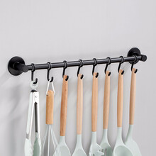 虎先森 厨房免打孔挂钩架免钉挂杆壁挂式勺子厨具用品置物架50CM