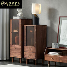 梦尹 轻奢全实木电视边柜黑胡桃木环保客厅带抽屉式储物柜 二抽一门（低）（0.43*0.36*0.95)定金