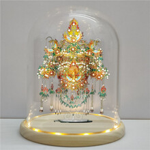 拼酷凤冠花轿嫁衣婚床宫灯3D立体金属拼图结婚礼物凤冠霞帔十里红妆浪漫DIY手工拼装模型玩具创意摆件 金翅鸟冠（含支架）+黄灯玻璃罩+工具+红蓝珠