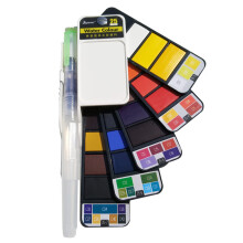 秀普（Superior）固体水彩颜料套装 学生设计手绘便携分装工具透明水彩画颜料套装 25色扇形便携水彩套装