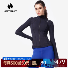 HOTSUIT后秀运动夹克风衣修身弹力外套女健身瑜伽显瘦开衫上衣塑形系列 矿物黑 L