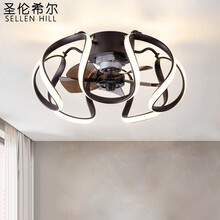 北欧吸顶风扇灯卧室吊扇灯餐厅风扇灯客厅吊扇灯家用现代简约隐形吊扇灯遥控三色变光变频带电风扇吊灯一体灯 A款灰色-三色变光+遥控-直径50cm