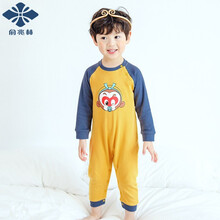 【IP联名】俞兆林 YUZHAOLIN 儿童连体衣婴童纯棉哈衣宝宝长袖爬服小孩连身衣四季童装 大闹天空A牛仔蓝 110