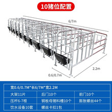 牧尔康 母猪定位栏2.5复合板限位栏5位10位养猪养殖设备猪产床保育床 2.0冷镀10位60宽带食槽+饮水