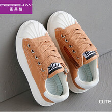 圣芙恺 童鞋儿童帆布鞋透气2021年春夏季新款网红男童休闲板鞋耐磨防滑女童春秋款低帮鞋子好穿 棕色 21码内长/13.5cm