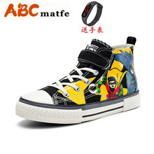 ABC matfe男童鞋子春夏款2021年新款透气儿童帆布鞋中大童休闲男孩运动潮鞋 黑色 35