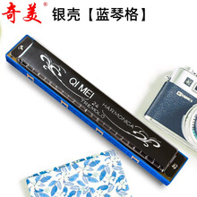 奇美 24孔复音C调口琴成人专业演奏口琴儿童学生初学入门口琴演奏乐器配初学必备大礼包 银壳（蓝琴格）全套版 24孔