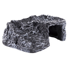 共度 乌龟晒台 陶瓷爬台晒背台 乌龟缸造景物品躲避屋 假山石爬台 躲避洞树脂假山石造景沉木养乌龟专用 树脂灰色龟台 长12.8宽10.7高5.3cm