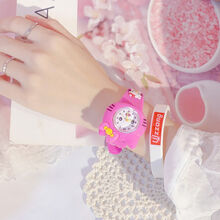 儿童手表玩具2-3岁卡通幼儿女童防水防摔小学生指针式电子石英表 玫红 手表+电子+小仙女盒