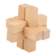 鲁班锁四方锁孔明锁高难度榫卯单个诸葛锁圆球形木质益智力玩具 榉木六通