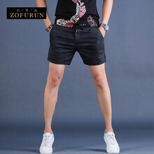 ZOFURUN品牌男士运动短裤迷彩透气速干三分裤夏季新款潮牌修身痞帅韩版中裤矮 黑色 32