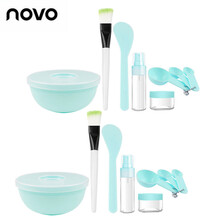 调面膜碗棒2件套和涂面膜刷子硅胶软美容院脸部水疗自制工具套装平替 蓝色塑料9件套 2套