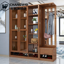 实木玄关柜客厅隔断柜间厅柜置物架进门鞋柜屏风装饰入户酒柜 玄关隔断柜【胡桃色】1.6米 组装  箱框结构