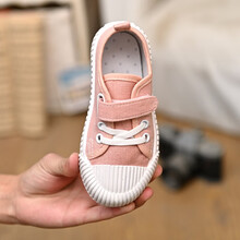 Dissicki 网布鞋【官方联名 设计师限量网面款】夏季儿童透气雏菊刺绣板鞋女童凉鞋男童镂空帆布鞋 帆布粉色-魔术贴 脚胖脚宽，可以适当选大一码！