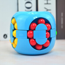 旋转魔珠 旋转魔豆汉堡魔方滚珠魔团手减压智力幼儿园小学生儿童节玩具礼物 魔域大号存钱罐魔豆蓝色