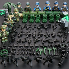 军事人仔警察军人小人拼装积木二战兵人儿童男孩我的世界玩具 荒野利刃出击12款
