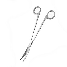 鱼缸水草工具不锈钢剪刀镊子波浪剪刮藻刀平沙铲 25cm弯头剪刀（高级镜面）