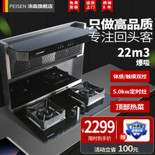 沛森（PEISEN）【无机箱】【可定时】分体式集成灶双电机自动清洗油烟机燃气灶套装体感22m3爆吸 体感油烟机+中配猛火灶（晒单有礼） 天然气