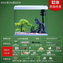 鱼缸水族箱客厅小型自循环家用懒人免换水生态创意桌面玻璃金鱼缸 620鱼缸豪华造景套餐B