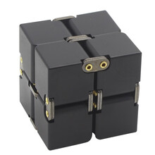 纯铝无限魔方INFINITY CUBE多动症抗焦虑减压神器办公室学生无聊方块手指翻转解压玩具缓解压力 高端铝合金-黑色