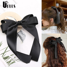 优家（UPLUS）黑色蝴蝶结飘带弹簧发夹（碎发夹一字夹盘发夹鸭嘴夹后脑勺夹子 顶夹发卡成人儿童发饰头饰）