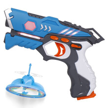 儿童电动玩具枪打飞碟打蜘蛛投影打鸭子声光CS红外线对战儿童玩具手枪男孩生日礼物7-13岁 一代蓝色单枪1飞碟 官方标配：送电池螺丝刀