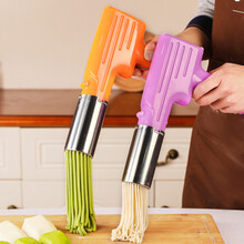 满得利 电动面条机 家用小型手持饸烙机压饸饹机面条枪 新型压面机 【紫绿色插电款-无电池】1个面桶/送量杯