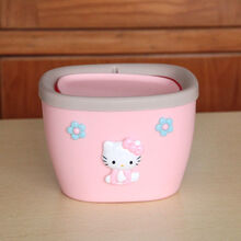 网红桌面垃圾桶家用客厅小号办公室桌上可爱少女卧室创意摇盖带盖 粉色KT 仅垃圾桶