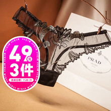 惹火猫 性感情趣内衣 SM蕾丝性感超薄透明镂空中腰内裤T裤丁字裤R346黑成人诱惑