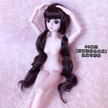 叶罗丽60厘米假发可拆4D真眼假睫毛20关节素体改妆裸娃大芭比娃娃 【刘海深棕色曲发】60厘米 整个娃+毛衣套装+帆布鞋