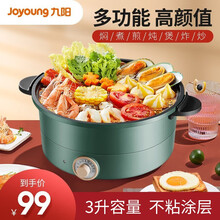 九阳（Joyoung）电火锅3L多功能家用电煮锅迷你学生宿舍锅煮面电热锅烧烤肉炒菜HG30-GD91 绿色