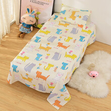 妈妈的纺车儿童床单单件ins风婴儿床单纯棉宝宝卡通被单全棉学生宿舍床罩单幼儿园床褥单儿童床品四季通用 可爱猫咪床单 150*210CM