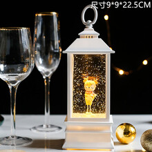 520风灯飘下雪花水晶球音乐盒旋转跳芭蕾舞配女孩八音盒生日礼物 黄色 梦想鹿