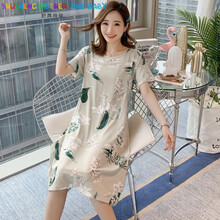 【Evich】月子服夏季薄款短袖产后喂奶哺乳睡裙夏天孕妇睡衣女连衣裙4月份5 墨绿树叶裙 L码建议【100-120斤】